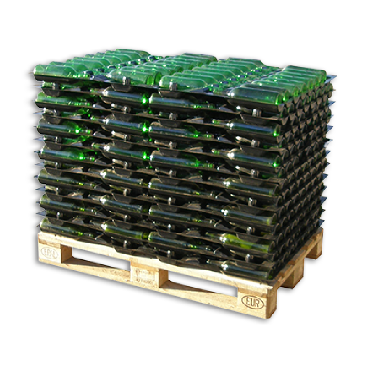 Bandejas para almacenamiento de botellas de vino en palets