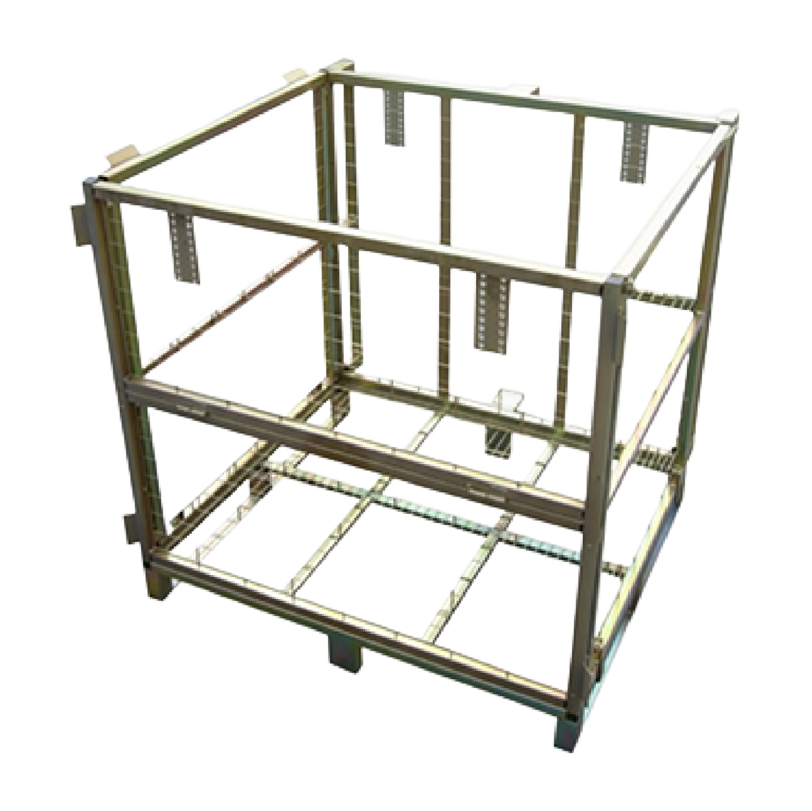 Estructura de jaula metálica para bodegas preparada para transporte y almacenaje industrial