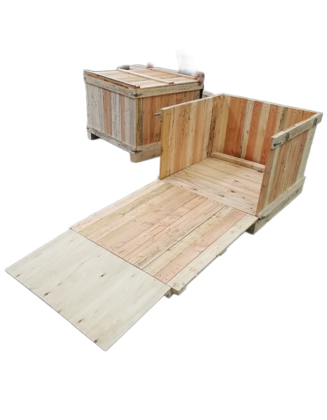 Embalajes de madera con sistema abatible para carga y transporte de mercancías