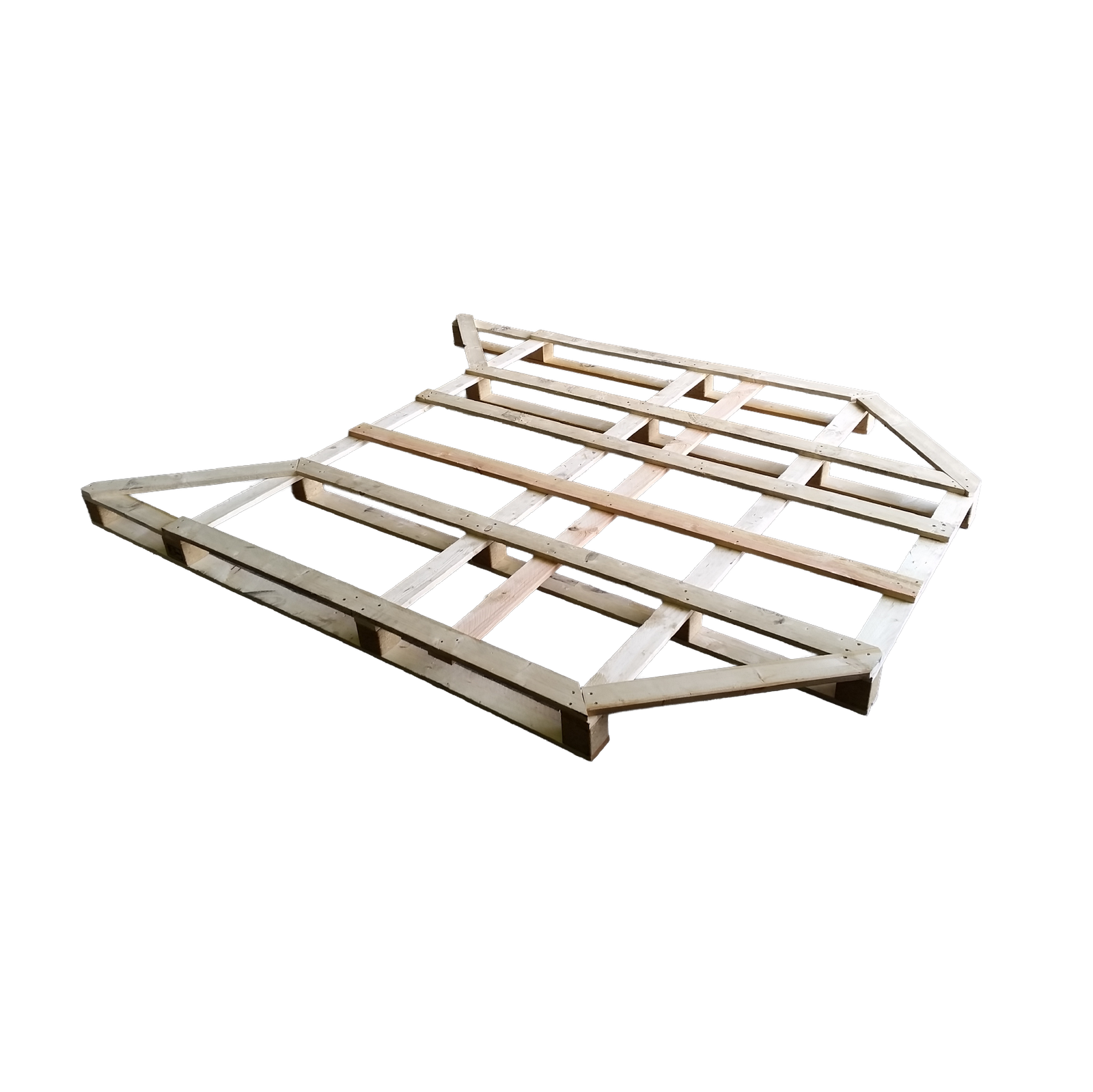 Palets de grandes dimensiones de madera reforzado para cargas voluminosas y transporte industrial