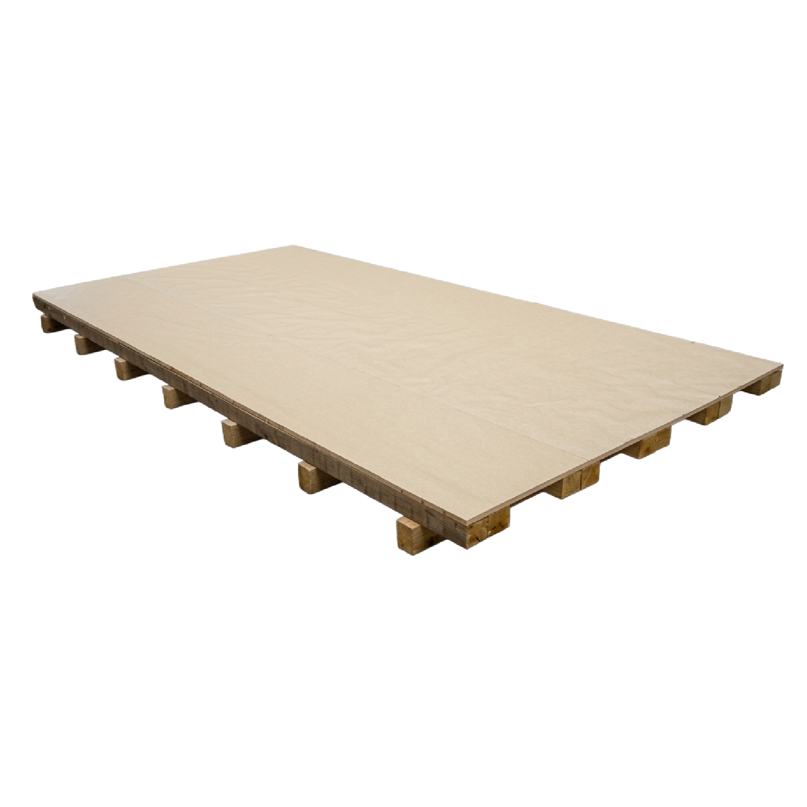 Palets de grandes dimensiones con base plana de madera para cargas voluminosas