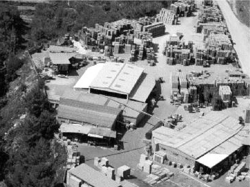 Vista aérea histórica de las instalaciones de Embalajes Barrio